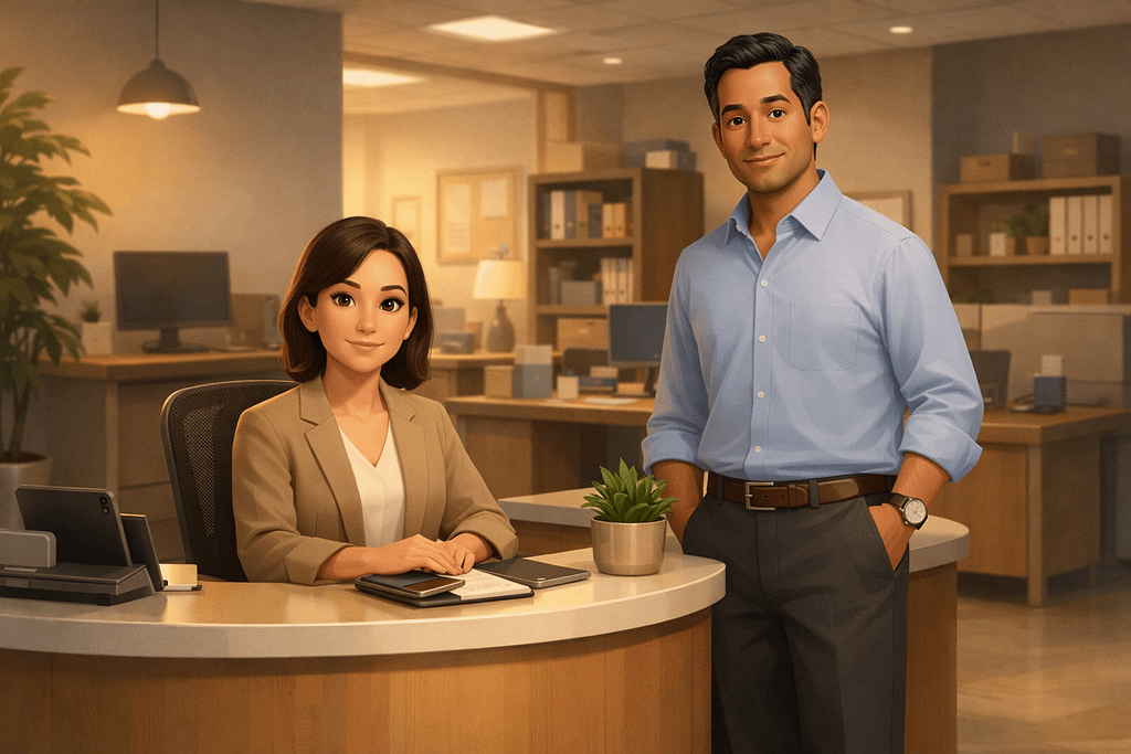 Office Workers Smiling