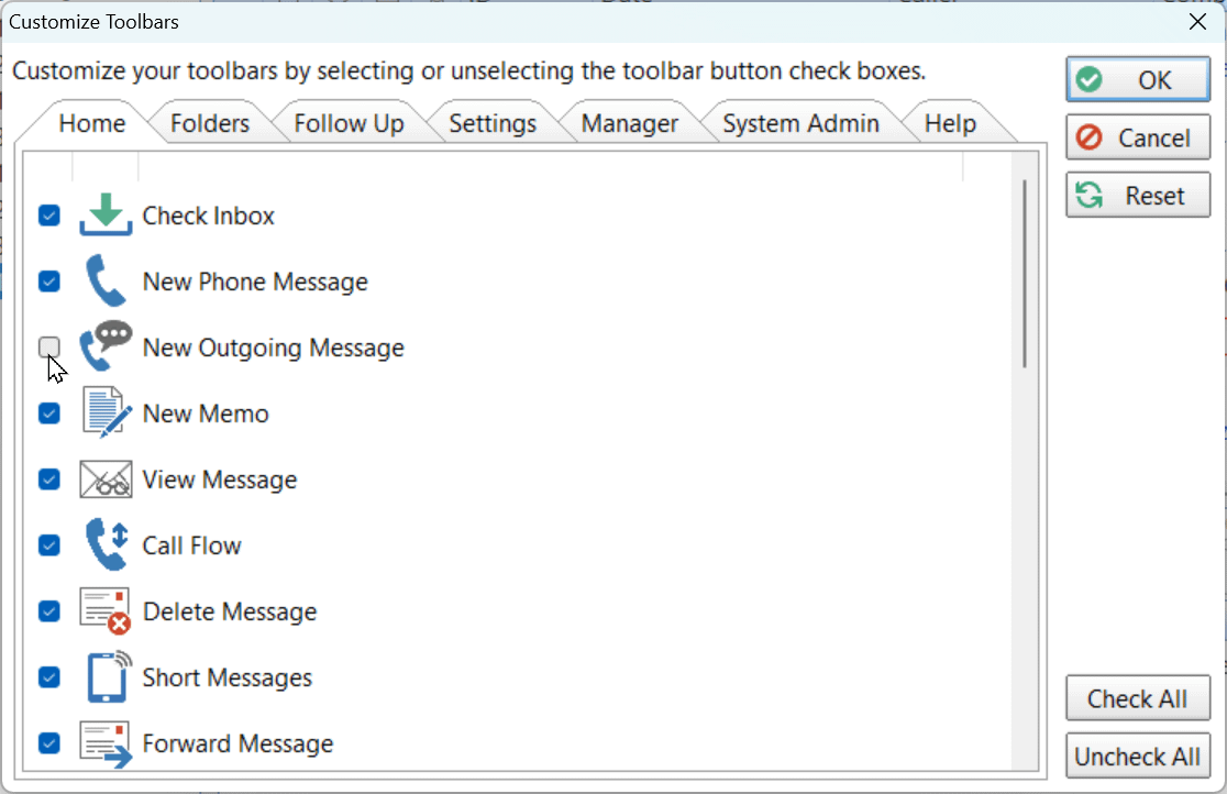 phone call message log