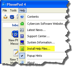 Help Install Menu Option