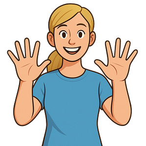 A woman showing 10 fingers.