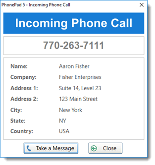 PhonePad Caller ID Incoming Call