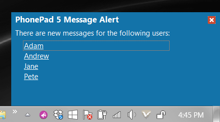PhonePad 5 Message Alert