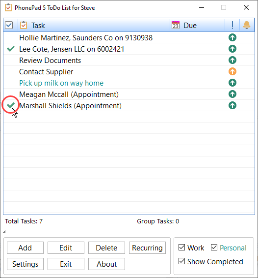 Completed Tasks in a To Do List