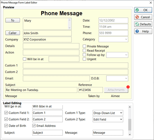 telephone message slips