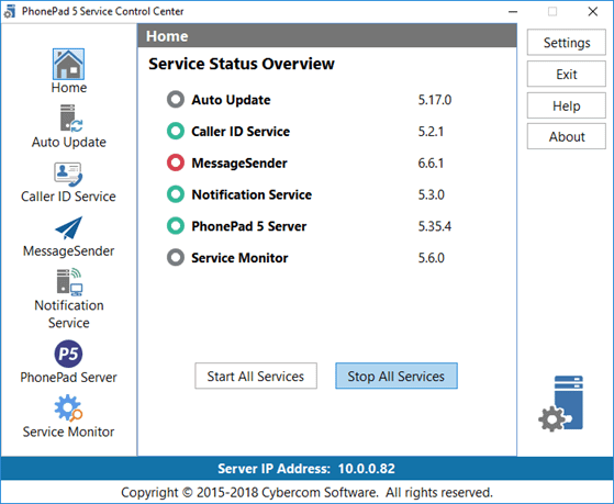 Control Center Service Status2