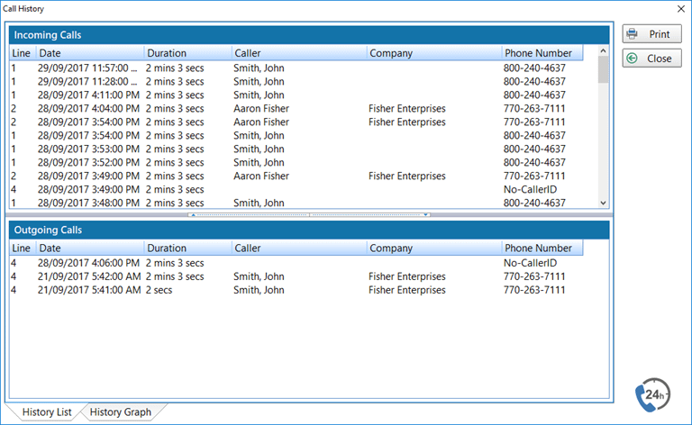 PhonePad Call History