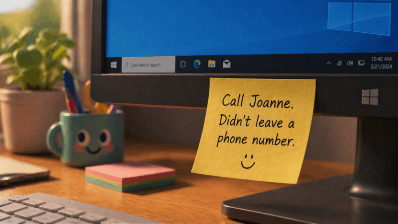 Sticky note on computer